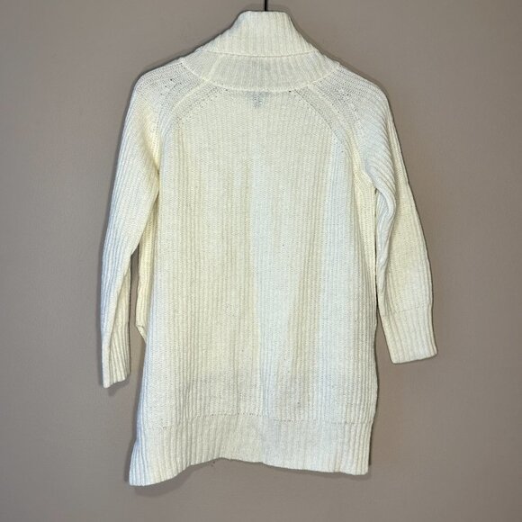 Women's S Express White Oversized Turtleneck High Low Cowl Neck Lightweight - Picture 3 of 8